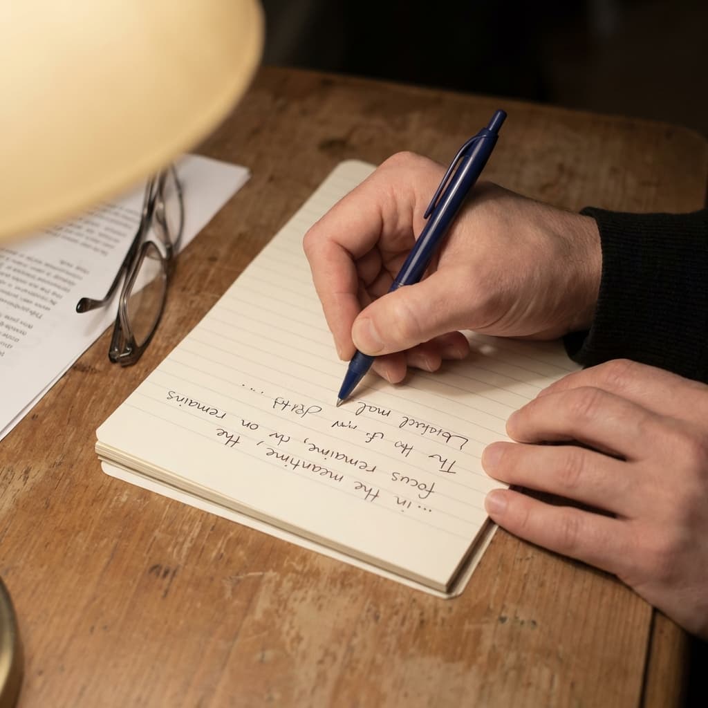 Hands writing notes at a table